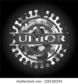Junior on grey camo texture