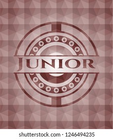 Junior red seamless badge with geometric background.