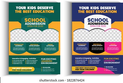 Junior School Admission Flyer, Kids Back To School Education Admission Flyer Poster Layout Template