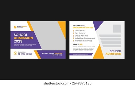 Junior School Education Admission Eddm Postcard Design. Modern school admission postcard template.