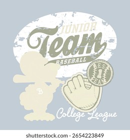 Junior Team Baseball Poster Featuring Batter Glove Emblem and College League Typography