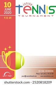 Junior Tennis Tournament poster template. Place for your text message. Vector illustration.