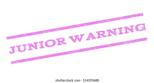 Junior Warning watermark stamp. Text caption between parallel lines with grunge design style. Rubber seal stamp with scratched texture. Vector violet color ink imprint on a white background.