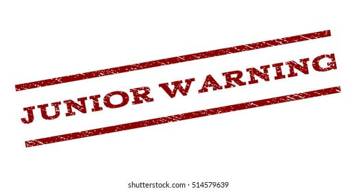 Junior Warning watermark stamp. Text tag between parallel lines with grunge design style. Rubber seal stamp with dirty texture. Vector dark red color ink imprint on a white background.