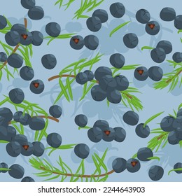 Juniper berries seamless pattern vector background. svg