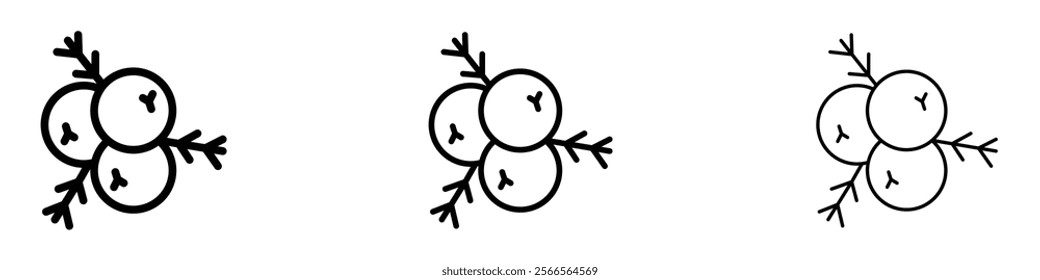Juniper icon in tree different line stroke sizes.
