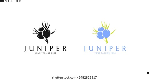 Juniper with leaves logo. Healthy fruit sign. Isolated juniper on white background