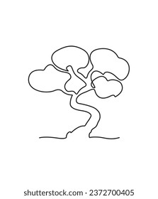Juniper Tree one line art Illustration, victor drawing, digital art , print file, EPS 10
