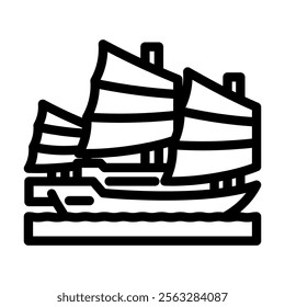 junk ancient ship line icon vector. junk ancient ship sign. isolated contour symbol black illustration