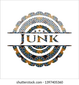 Junk arabic badge. Arabesque decoration.