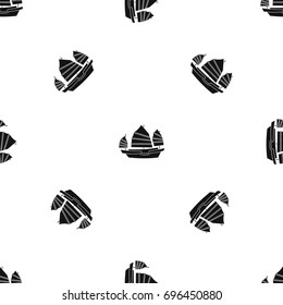 Junk boat pattern repeat seamless in black color for any design. Vector geometric illustration