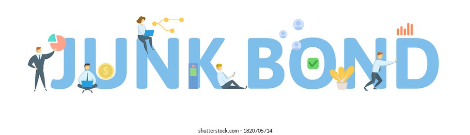 Junk Bond. Concept with keywords, people and icons. Flat vector illustration. Isolated on white background.