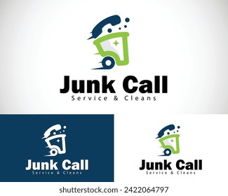 junk call logo creative design concept icon modern trash cleans