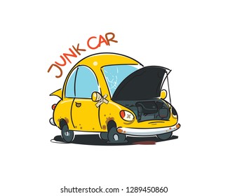 Junk Car. Cartoon Illustration