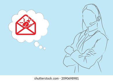 junk e-mail icon chat show customer girl