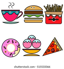 Junk fast food vector in color 