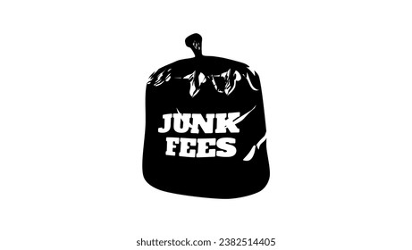  junk fees, text to trash, black isolated silhouette