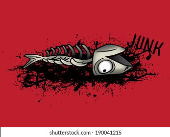 junk fish restaurant leftovers design illustration