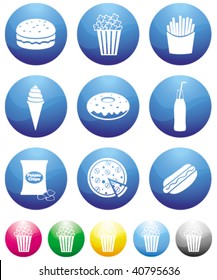 junk food blue button icons