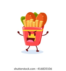 Junk Food Cartoon Character  Simple Flat Vector Drawing In Childish Fun Style Isolated On White Background