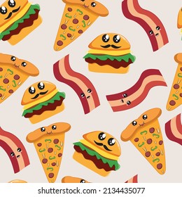caricatura de comida basura patrón sin soldadura 