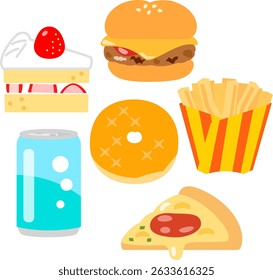 Conjunto de ilustração deformado de junção alimentar