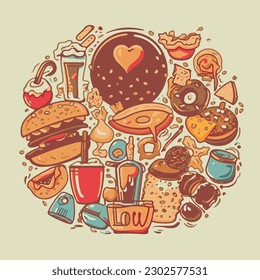 Junk Food Doodle Art, Illustration