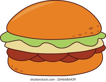 Junk Food Doodle isolado no fundo branco. Ilustração de vetor plano