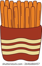 Junk Food Doodle isolado no fundo branco. Ilustração de vetor plano