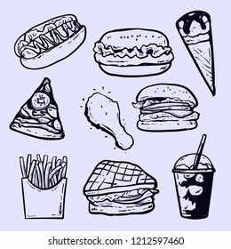 junk food doodle skecth hand drawn