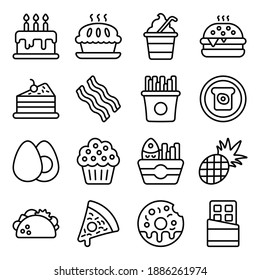 
Junk Food Flat Icons Pack 