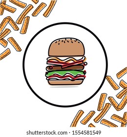 Junk food. Hamburger fast food. Vector