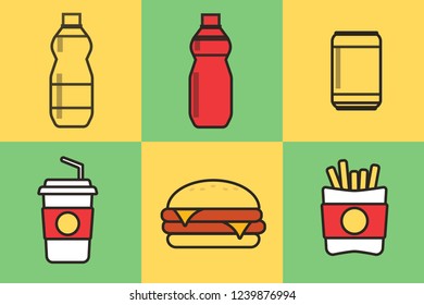 Junk food icon. Breakfast background burger vector. Junk food vector illustration