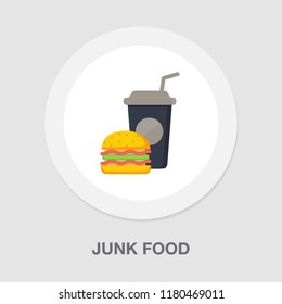 junk food icon - fast food icon - burger sandwich with soda drink