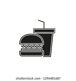 junk food icon - fast food icon - burger sandwich with soda drink