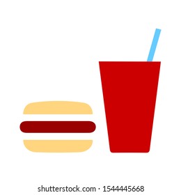 junk food icon - fast food icon - burger sandwich with soda drink