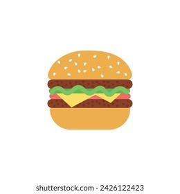 Icono de la comida chatarra. Icono de color plano de hamburguesa o hamburguesa de queso para aplicaciones de alimentos y sitios web. Ilustración de comida rápida