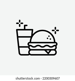  Junk Food Icon, Isolated Consumer Goods Outline Icon In Light Grey Background, Perfect For Website, Blog, Logo, Graphic Design, Social Media, UI, Mobile App