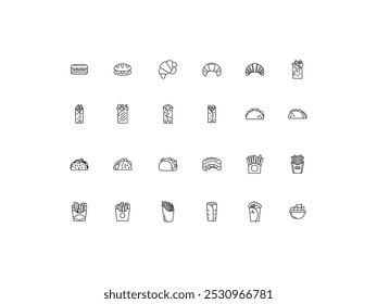 Conjunto de iconos de comida chatarra, diseño, Ilustración vectorial