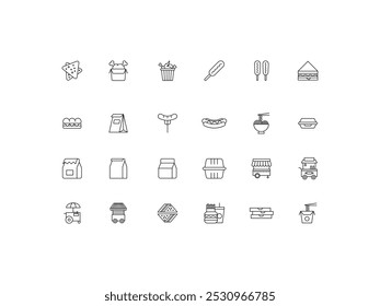 Conjunto de iconos de comida chatarra, diseño, Ilustración vectorial