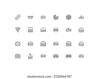 Conjunto de iconos de comida chatarra, diseño, Ilustración vectorial