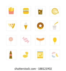 Junk food icon set. Designed for illustration, infographics, web icon, report, presentation, template and more in your business