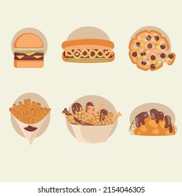 JUNK FOOD ICON SET ILLUSTRATION