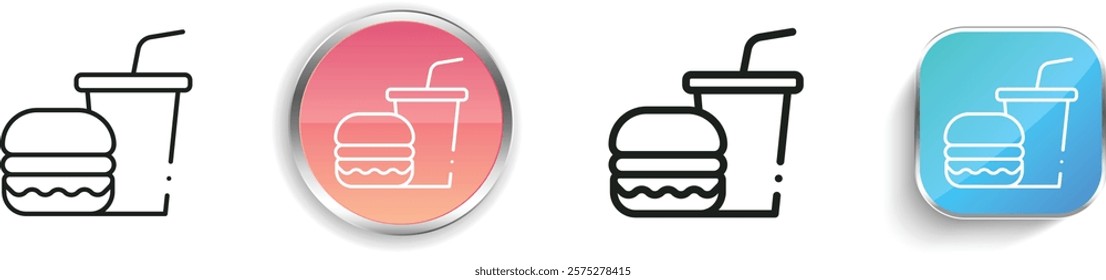 junk food icon. Thin Linear, Regular and Button Style Design Isolated On White Background