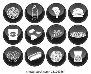Junk Food Icons Glossy Button Icon Set