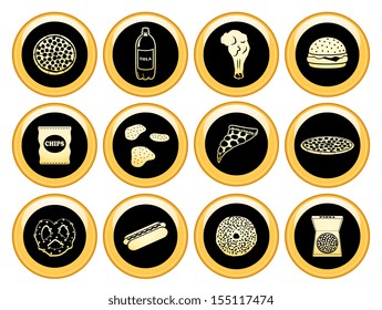 Junk Food Icons Gold Icon Set
