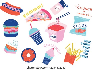 Junk Food Icons More Modern Fun Stock Vector (royalty Free) 2054872280 