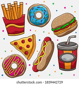 junk food icons, vector EPS 10