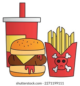 Junk food illustration design element for website, applications, icon, component, printing, document, poster design.