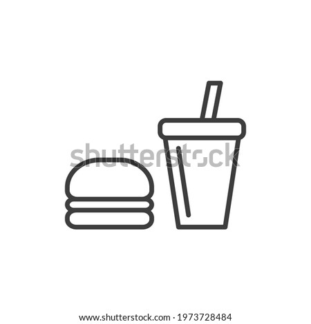 Junk food line icon. Simple outline style. Burger, fast food, food, soft drink, restaurant concept. Vector illustration isolated on white background. EPS 10